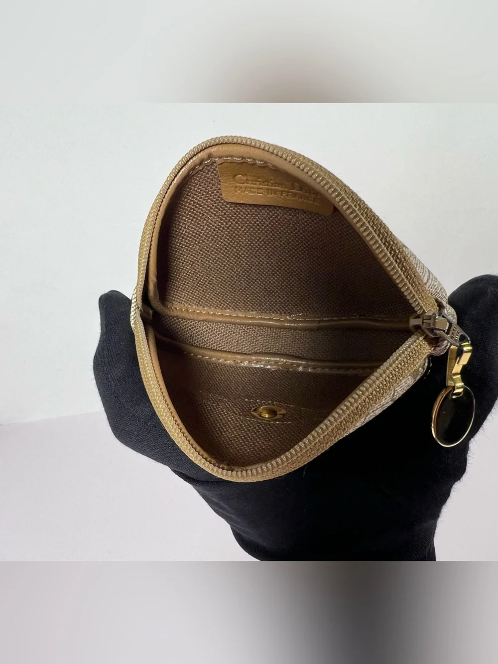 Christian Dior Vintage Trotter Oval Coin Purse Canvas France